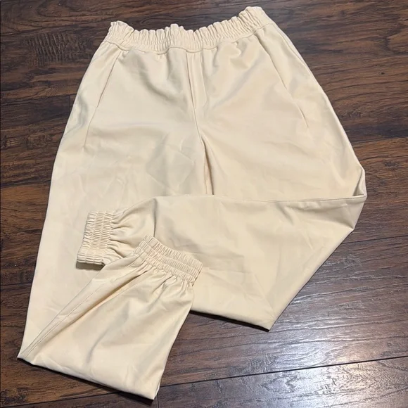 Zara Beige Elastic Waist Joggers - Picture 3 of 8